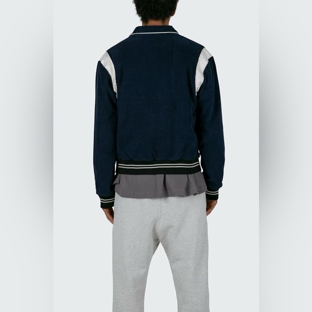 mnml Teddy Corduroy Bomber Varsity Jacket, Size L - Picture 5 of 14